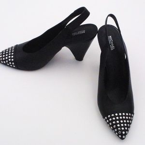 Michale Kors Women black Leather Gemma Sling Shoe